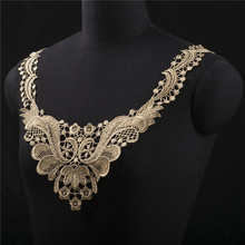 1 X Gold Lace Collar Applique Neck Neckline Flower Lady Motif Venise Lace Patch Wedding Dress Garment Accessories 2024 - buy cheap