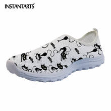 INSTANTARTS Cute Cartoon Cat Printed Women Summer Flat Shoes Casual Slip On Beach Water Shoes Breathable Mesh Walking Shoes Lady 2024 - buy cheap
