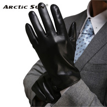 Men Classic Black TouchScreen Leather Gloves Warm Fashion Winter Genuine Goatskin Driving Glove Five Finger M001NC2 2024 - buy cheap