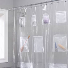 Пластиковая занавеска для ванной и душа из ЭВА, водонепроницаемая прозрачная белая занавеска С крючком, карманы для ванной 2024 - купить недорого
