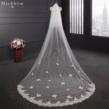 In Stock Cheap White Ivory 3 Meters Two Layers Long Wedding Veil With Comb Lace Edge Appliques Bridal Veil Wedding Accessories 2024 - buy cheap