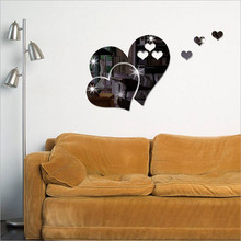 15 # 3D зеркало любовь сердца наклейки на стену Наклейка DIY художественная роспись для дома, комнаты настенный Декор Съемная наклейка для комнаты 1 комплект зеркало стены Стикеры 2024 - купить недорого