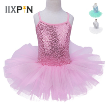 Vestido de bailarina profissional para meninas, balé de malha com lantejoulas para ginástica, balé feminino, malha collant para crianças pequenas 2024 - compre barato