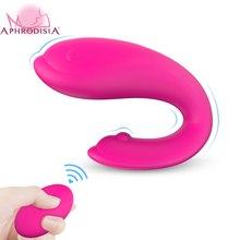 Vibrador feminino afrodisia sem fio, ponto g para casal, massageador clitoriano duplo remoto de 10 metros, brinquedo sexual adulto de silicone para mulher 2024 - compre barato