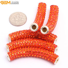 Gem-inside Tube Cylinder Columnar Column Clay Rhinestones CZ Crystal Pave Disco Tube Beads For Jewelry Making Sets DIY 5pcs/Lot 2024 - buy cheap