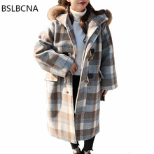 Inverno roupas de caxemira feminino casaco de lã feminino 2018 estilo coreano botões de chifre com capuz plus size losse woolen topos a210 2024 - compre barato