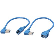 Cable de extensión de macho a hembra USB 3,0 de supervelocidad corta, conexión adaptadora de 90 grados, ángulo izquierdo y derecho, azul (paquete de 2) 2024 - compra barato