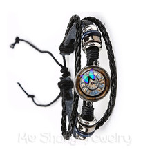 Old World Sailing Compass Bracelet Nautical Ocean Sea Ship Jewelry Vintage Charm Design Black/Brown Weave Leather Bangle Gift 2024 - buy cheap