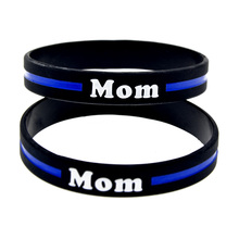 1PC Blue Line Mom Silicone Wristband Debossed and Filled in Color 2024 - buy cheap