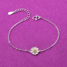 925 Sterling Silver Daisy Flower Charm Bracelets Link Chain Adjustable Braclets For Women Wedding Jewelry A164 2024 - buy cheap