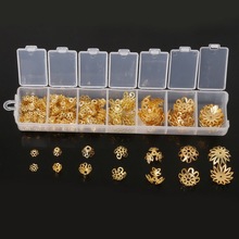 Filigree Metal Cup Hollow Flower Spacer Beads Tassel Charms End Caps Pendant Tool Set Box Sets Jewelry Findings Rhodium Gold 2024 - buy cheap