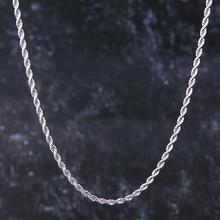 Ожерелье из белого золота с витой веревкой, цепь из Сингапура, венецианская цепь, ожерелье для мужчин и женщин, 3 мм, хип-хоп, ювелирные издели... 2024 - купить недорого