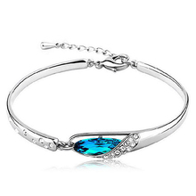 Fashion Women Silver Plated Crystal Chain Bangle Cuff Charm Bracelet Jewelry 6Y4G 2024 - buy cheap