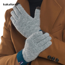 Kakaforsa luvas masculinas de caxemira, luvas casuais com tela sensível ao toque, quentes e de malha com jacquard para dirigir em tamanho livre 2024 - compre barato