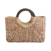 Beach Retro Handbag Fashion Square Straw Weaving Bag Tote Hand Woven Wooden Bags Summer For Female Women Ladies Handbags Bag 2024 - buy cheap