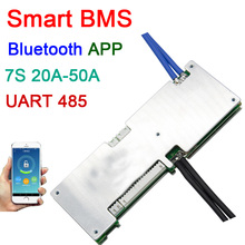 Smart 7S 24V 20A 30A 40A 50A li-ion BMS placa de proteção da bateria De Lítio equilíbrio APP Bluetooth UART RS485 software monitor de 2024 - compre barato