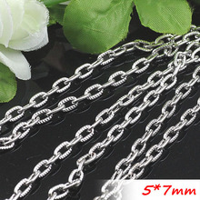 Metal Jewelry Curved Cable Necklace Links Free Nickel 5*7mm Rhodium Color Chains Findings 100 Meters/Troll Packing Bulk Supply 2024 - buy cheap