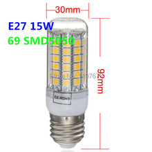 E27 15W 69LED SMD5050 светодиодные лампы 220V 230V 240V Светодиодные лампы теплый белый холодный белый LED кукурузные лампы 2024 - купить недорого