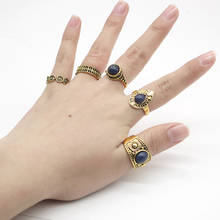 Женское Винтажное кольцо с облаком, модный набор из бронзы и натурального синего камня в стиле стимпанк, 5 шт./компл. 2024 - купить недорого