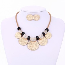 Fashion Gold Silver Plated Jewelry Sets Maxi Necklaces & Pendants Bib Choker Chunky bijoux Statement Necklace earrings Set 2024 - buy cheap
