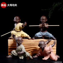 4pcs--OFFICE home TOP Marvellous Spiritual ART CHAN DAO Little Monk Chinese Shaolin Temple Kung Fu porcelain ceramic ART 2024 - buy cheap