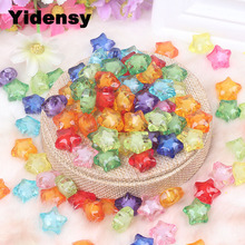 Yidensy-Cuentas de estrella de 100 uds, 12mm de colores mezclados, amuletos transparentes al azar, abalorios de espaciador, abalorios para joyería DIY 2024 - compra barato