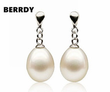 Pendientes de perlas reales pendientes de perlas naturales de agua dulce, tamaño perla de 8-9mm, 3 colores 2024 - compra barato