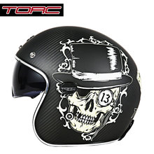 TORC V587 open face half motorcycle helmet carbon fiber shell vintage retro motorbike helmets chopper racing moto helmets 2024 - buy cheap