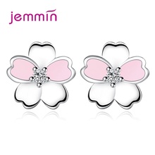 925 Sterling Silver Stud Earrings Trendy Flower Design Sparkling Cubic Zirconia Best Gift For Women Girls Party Appointment 2024 - buy cheap