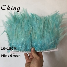 42 colors available 10 meter Mint Green rooster chicken feather trim 4-6inches diy cock plumes sewed on satin ribbon for clothes 2024 - buy cheap