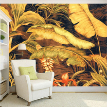 beibehang Southeast Asian style banana leaf background TV background wall custom large fresco green wallpaper papel de parede 2024 - buy cheap