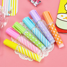 6 pcs/lot Cute Dot Stripe Highlighters Kawaii 6 colors Drawing Marker Pens For Kids gift School Supplies 2024 - buy cheap