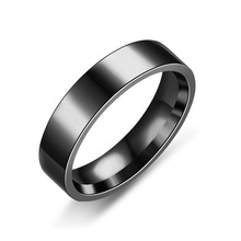 Anel de aço inoxidável preto 6mm de largura, joia da moda para homens e mulheres, anéis de casamento, joia de anéis 2024 - compre barato