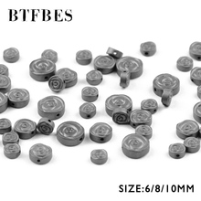 Btfbes-flores foscas de hematita, pedra natural com intervalo 6, 8 e 10mm, contas soltas para fazer pulseiras, diy 2024 - compre barato