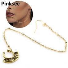 Gothic Nose Rings and Studs Fake Septum Piercing U Sector Shape Nose Hoop Fake Nose Rings Studs Chain Women Body Jewelry 2024 - buy cheap