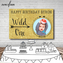 Sensfun Gold Glitter Wild One Photography Backdrop Customized Children Happy Birthday Backgrounds For Photo Studio 7x5FT Vinyl 2024 - buy cheap