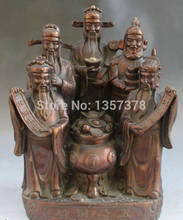 shitou 00809 12" Chinese Bronze Gilt stand 5 Mammon God Money Wealth treasure bowl Statue discount 30% (C0324) 2024 - buy cheap