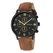 Fashion Geneva Men Date Alloy Case Synthetic Leather Analog Quartz Sport Wrist watch Erkek Kol Saati Relogio Masculino watches 2024 - buy cheap