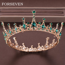 Tiara para noiva, acessório de cristal verde, diadema redondo para casamento, para noivas 2024 - compre barato