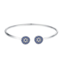 WOSTU 100% Pure 925 Sterling Silver Clear Blue CZ Lucky Eye Protection Open Size Bangle Women Bracelet Fine Jewelry Gift BKB058 2024 - buy cheap