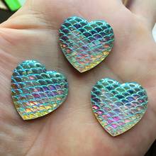 25mm 60pcs Resin white AB heart Bling Fish Scale Flatback Rhinestone Round Cabochon Embellishment Scrapbooking For DIY Crafts 2024 - buy cheap
