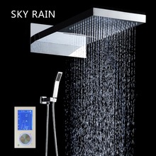 Cabezal de ducha de cascada de lluvia para baño, válvula de pantalla táctil termostática, mezclador, juego de grifería con ducha de mano 2024 - compra barato