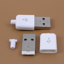 4-контактный разъем USB 2,0 типа А папа, 1 шт., разъем для пайки с белой пластиковой крышкой для «сделай сам», ручная работа 2024 - купить недорого