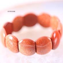 Free Shipping Women Jewelry Handmade Stretch Natural Stone Gold Goldstone Beads Bracelet 7" 1Pcs H254 2024 - buy cheap