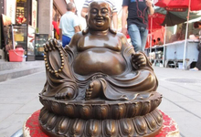 USPS para OS EUA S0319 9 Budismo Chinês Bronze Clássica Cobre o riso Lohan Buda Maitreya Estátua 2024 - compre barato