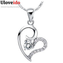 Uloveido Bijoux Heart Pendant Crystal Necklace Silver Jewelry Collar Necklaces Collares Suspension Women's Vintage Accessories 2024 - buy cheap