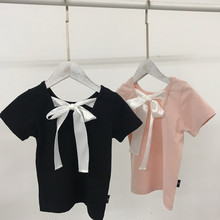 Baby Girl Bow T Shirt Summer Cotton Tops Toddler Tees Clothes Children Clothing Kids Short Sleeve T-shirts 2024 - compre barato