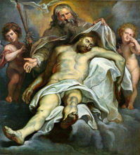 Pintura al óleo de 100%, pintura al óleo de Peter, Paul, Rubens, Santa Trinidad, Jesús, Navidad, con Ángel, pájaro 2024 - compra barato