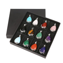 2018 Women Necklace Pendant Water Tear Drop Faceted Cutting Bezel Setting Glass Crystal Jewelry Beads 12 Pcs Free Shipping 2024 - buy cheap