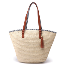 Large Straw Tote Bag simple tassel woven bag Women Shoulder Bag Summer Armor Beach Bag Travel Lady Handbag 2024 - buy cheap